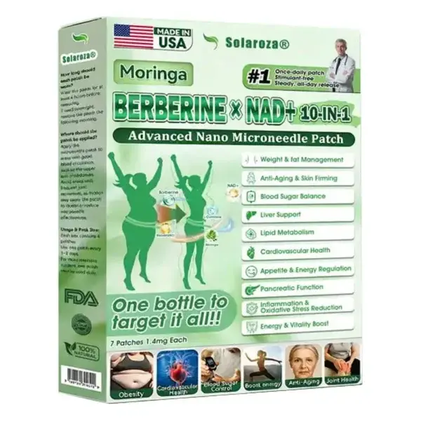 Solaroza™ Moringa Berberine × NAD⁺ 10-in-1 Nano Microneedle Patch